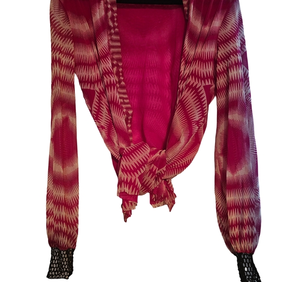 Jean Paul Gaultier Pink Cardigan Sweater with Bold Pattern - Picture 8 of 9